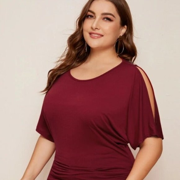 Tops - XL NEW Plus Split Sleeve Solid Tee